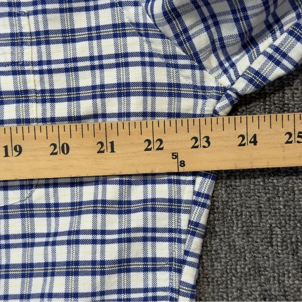 J.‎ Crew Slim Oxford Blue Yellow Plaid Business Casual Button Down Shirt Size XL